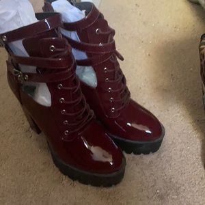 Burgundy and black heels